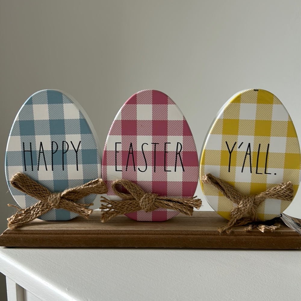 Rae Dunn Happy Easter Y’all Triple egg decor